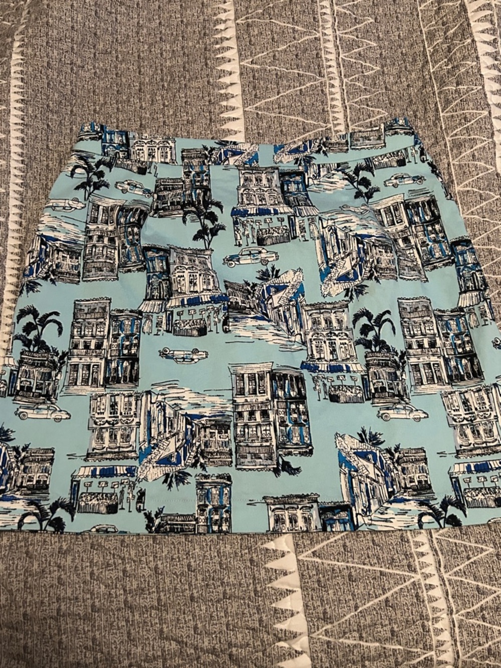 Rafaella Light Blue and White Travel-Print Skort - Picture 4 of 6